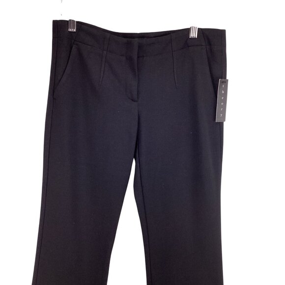 Theory Pants Size 6 Black Briella Craze Flare Trousers Stretch Pockets - Picture 2 of 9